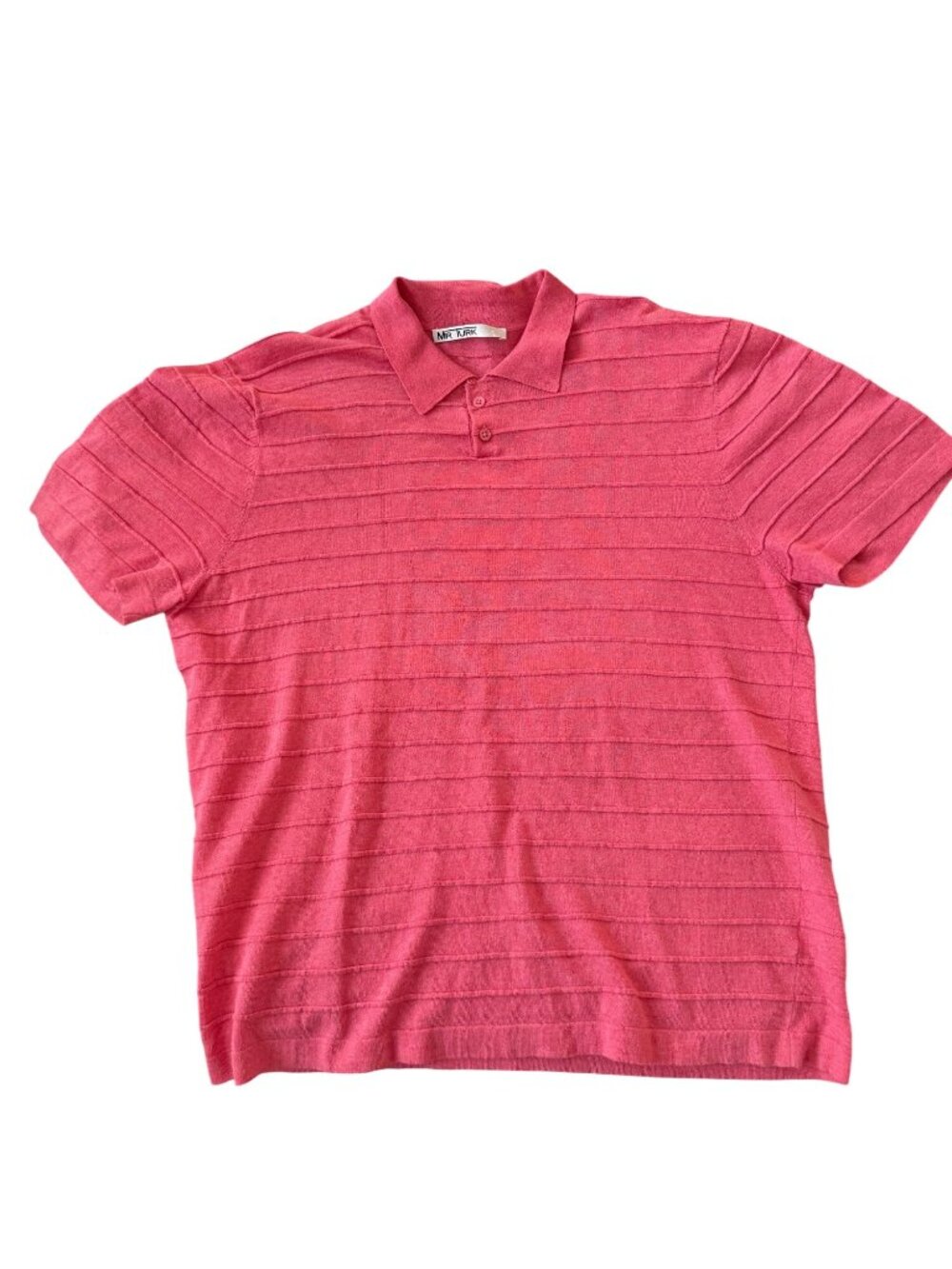 Mr. Turk Mens Short-sleeve Collared Textured Knit Polo Shirt Size XL Pink Casual
